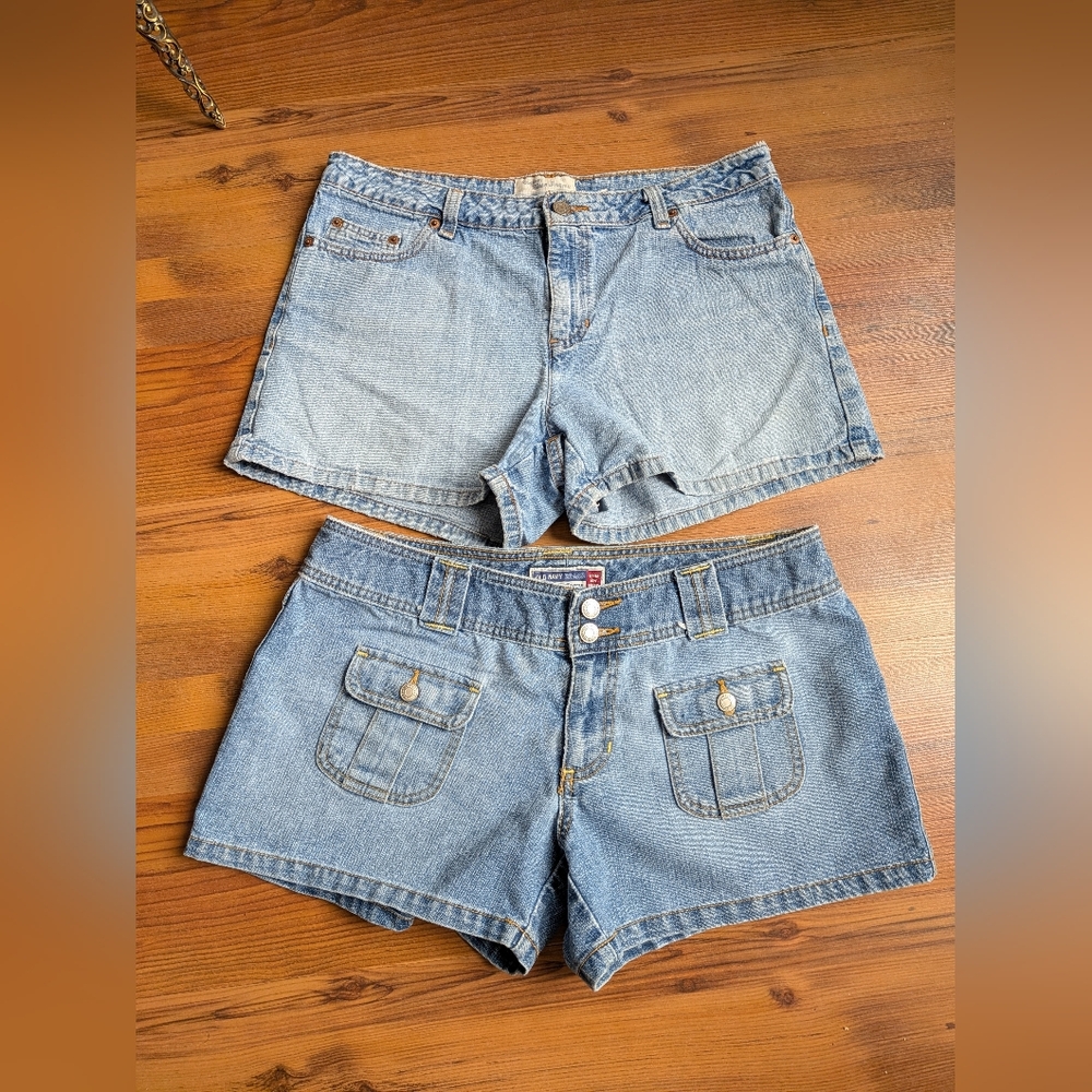 Set Of 2 Y2K Old Navy Blue Vintage Jean Shorts for Women